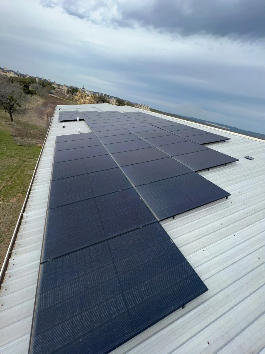 Solar panel installation on metal roof